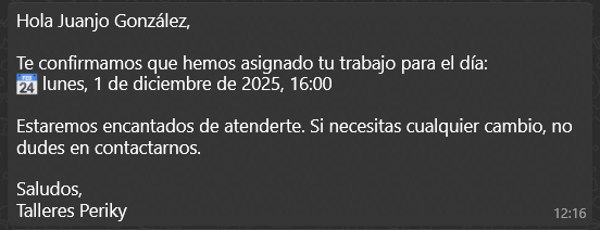 Confirmación de cita por WhatsApp